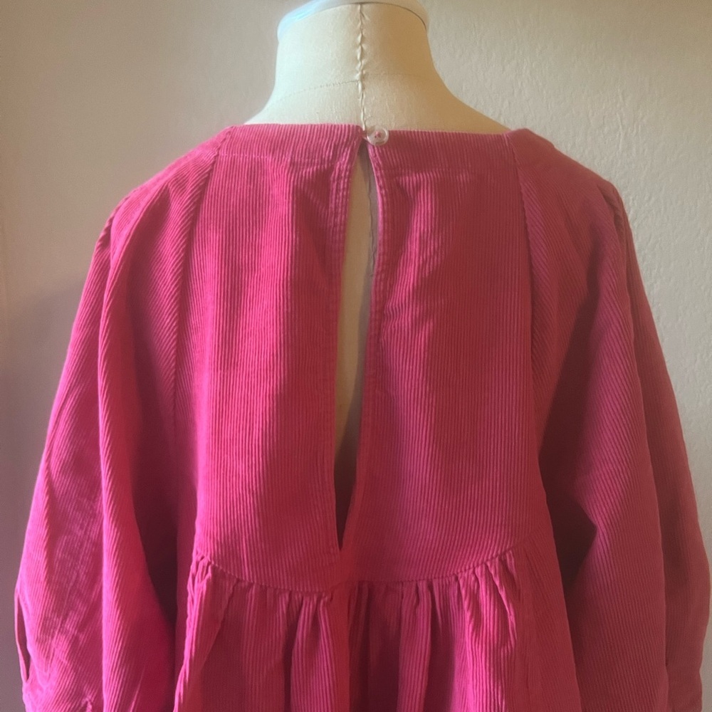 Free People Women's XS Pink Corduroy Puff Sleeve Tunic Top - Picture 12 of 16